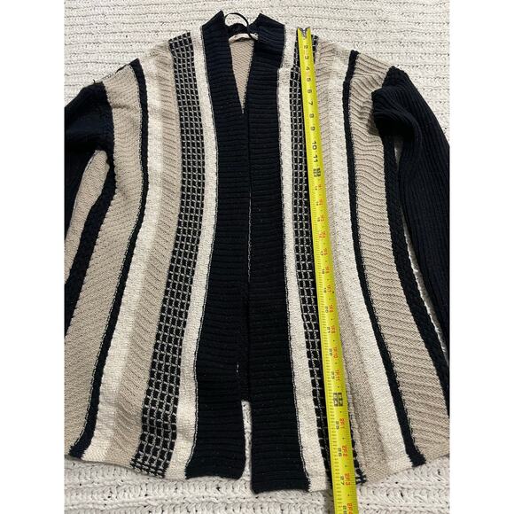 Soft Surroundings Open Front Cardigan Sweater Knit Striped Womens XS Gold Black - Picture 3 of 9